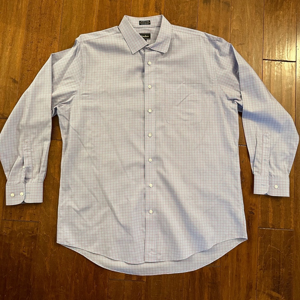 Neiman Marcus Plaid Long Sleeve Button Down Collared Dress Shirt Sz 17 XL